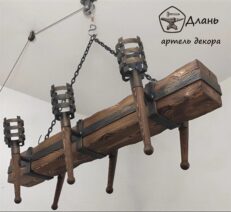 Деревянная люстра из бревна